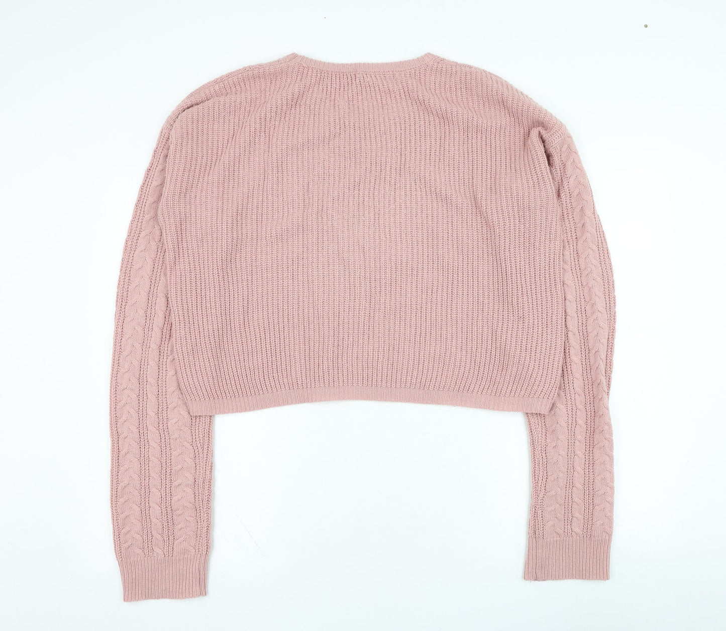 SheIn Womens Pink Round Neck  Acrylic Pullover Jumper Size 10