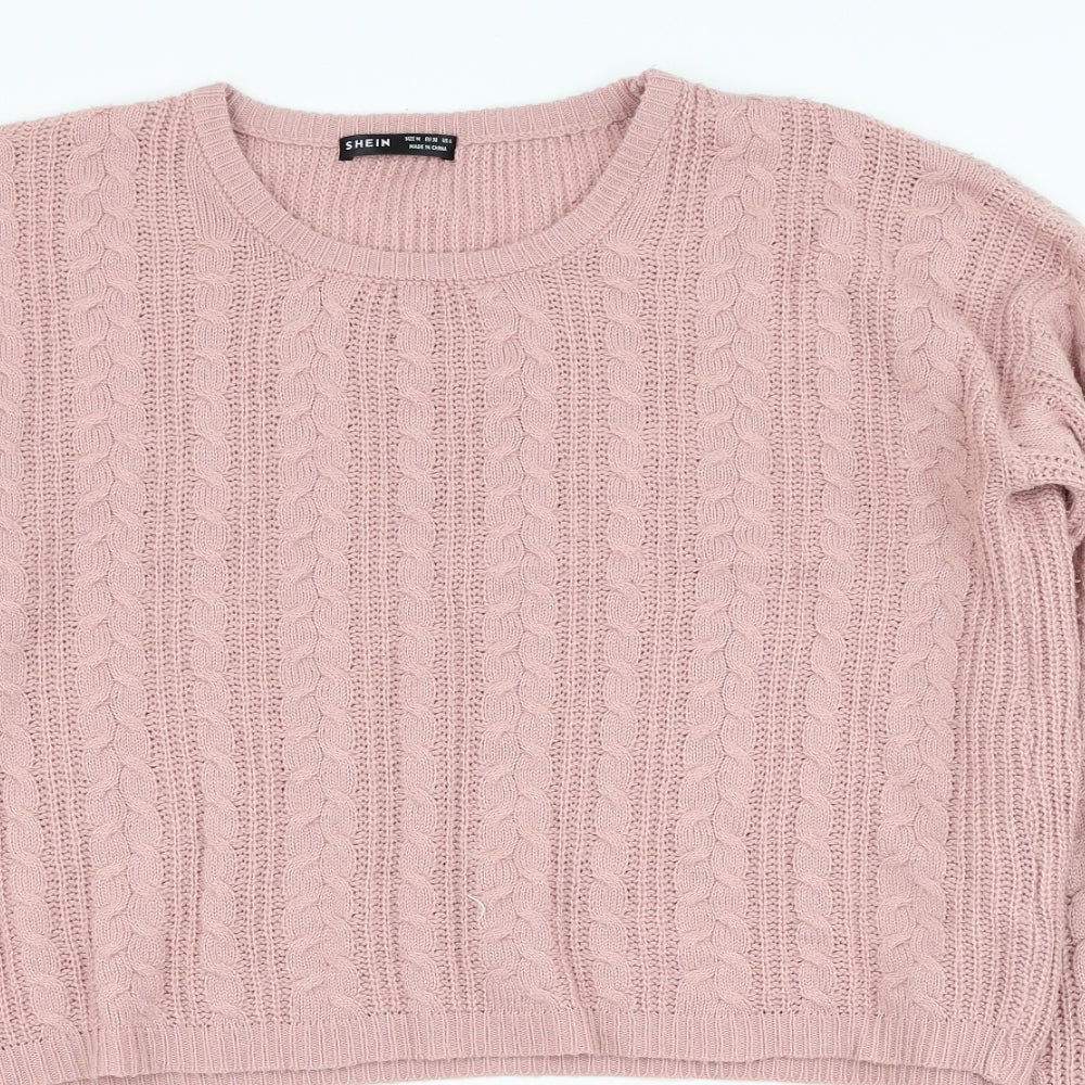 SheIn Womens Pink Round Neck  Acrylic Pullover Jumper Size 10