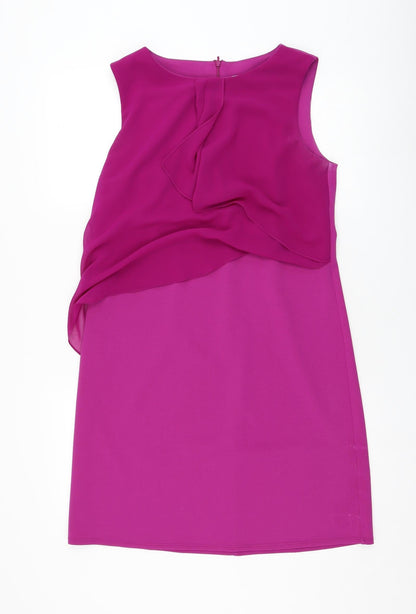 Oasis Womens Purple  Polyester Shift  Size M  Round Neck Zip