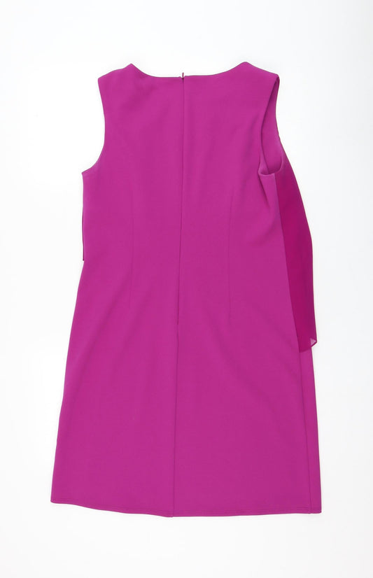 Oasis Womens Purple  Polyester Shift  Size M  Round Neck Zip