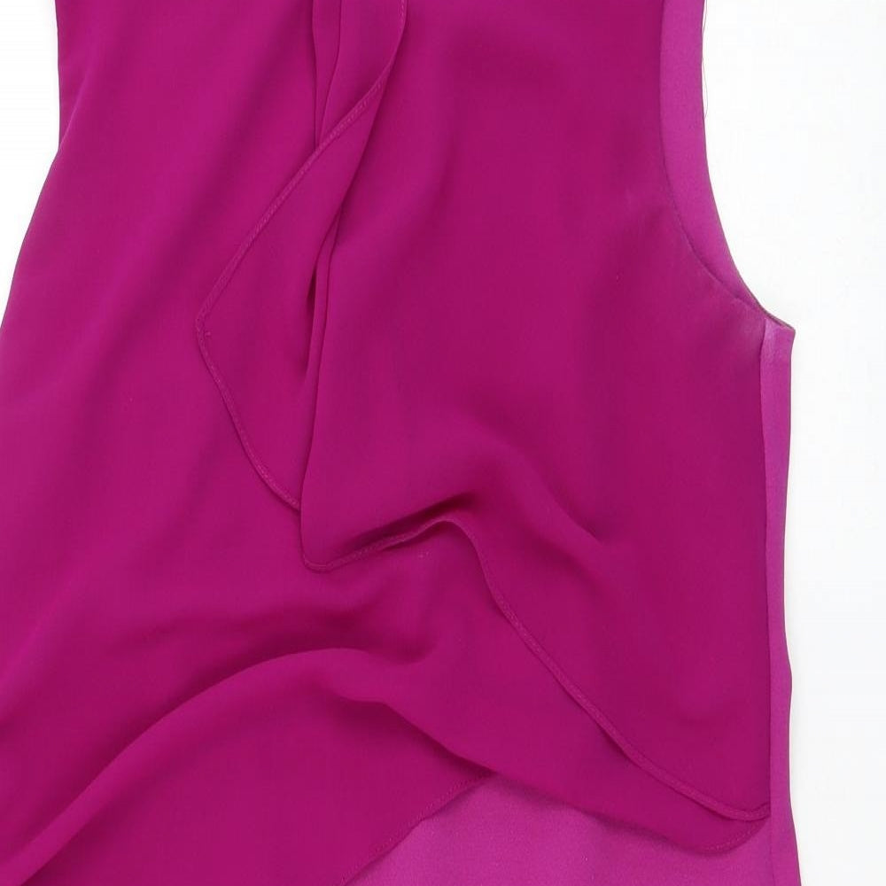 Oasis Womens Purple  Polyester Shift  Size M  Round Neck Zip