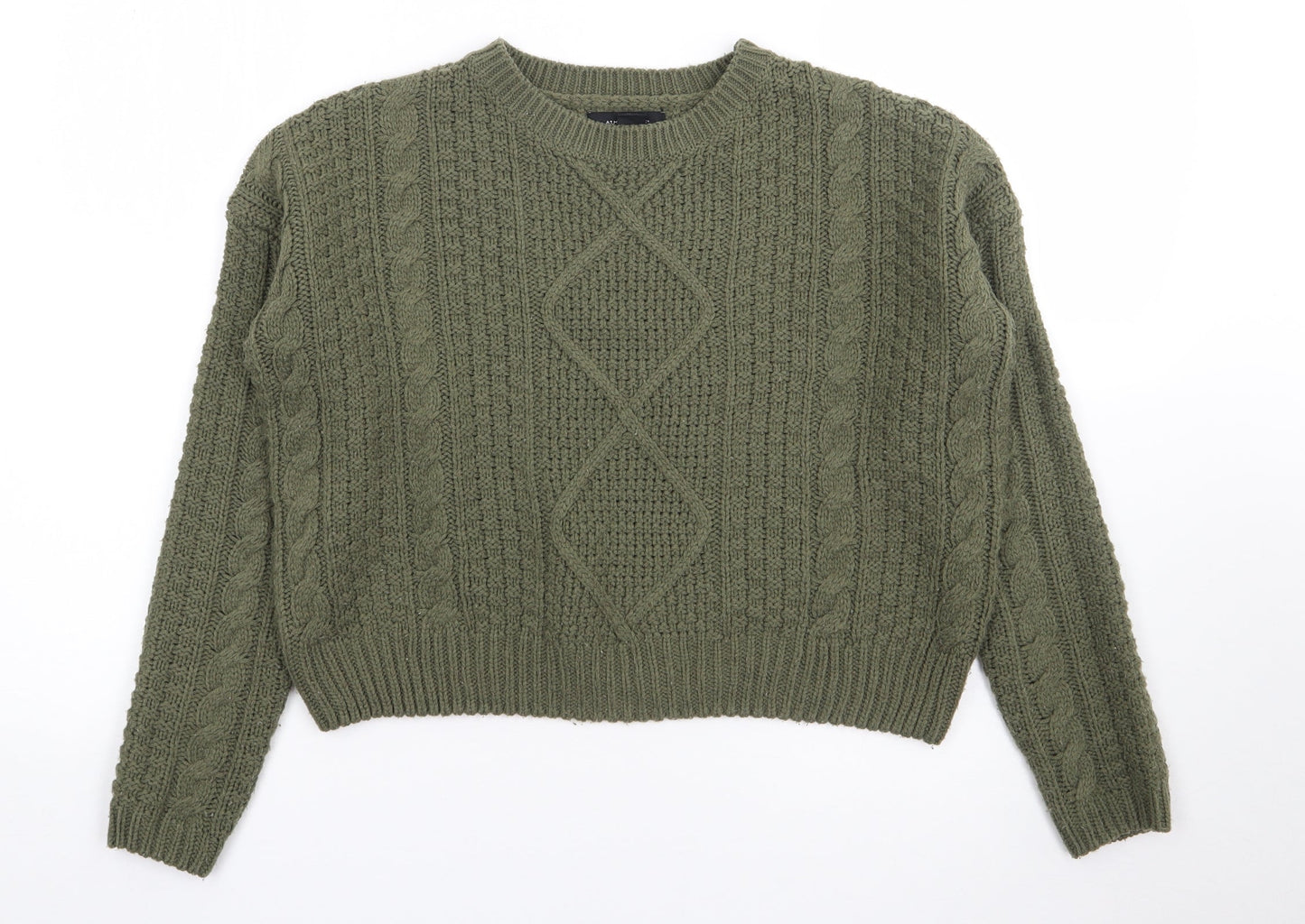 Primark Womens Green Crew Neck  Acrylic Pullover Jumper Size S