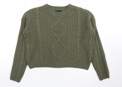 Primark Womens Green Crew Neck  Acrylic Pullover Jumper Size S