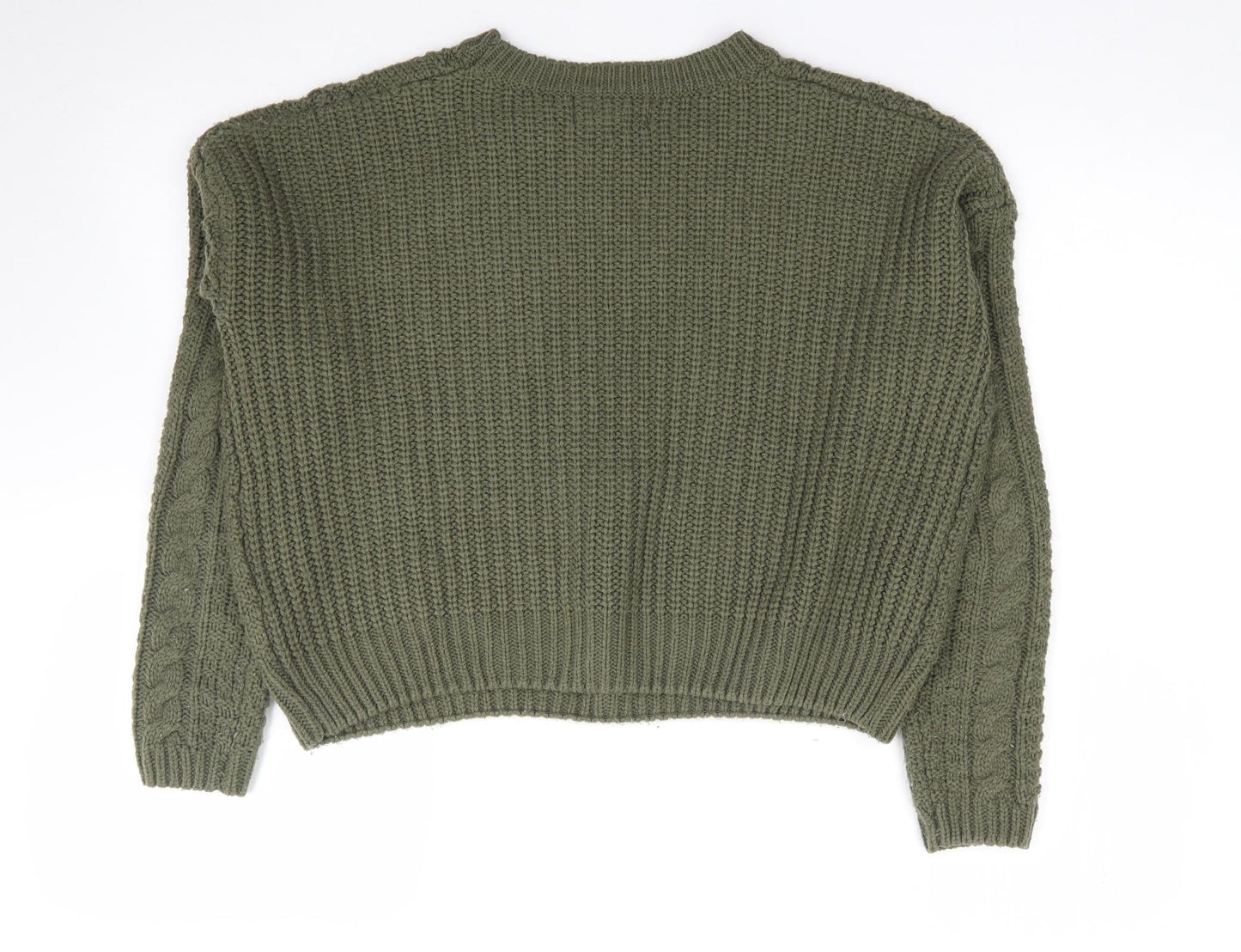 Primark Womens Green Crew Neck  Acrylic Pullover Jumper Size S