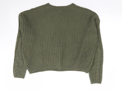 Primark Womens Green Crew Neck  Acrylic Pullover Jumper Size S