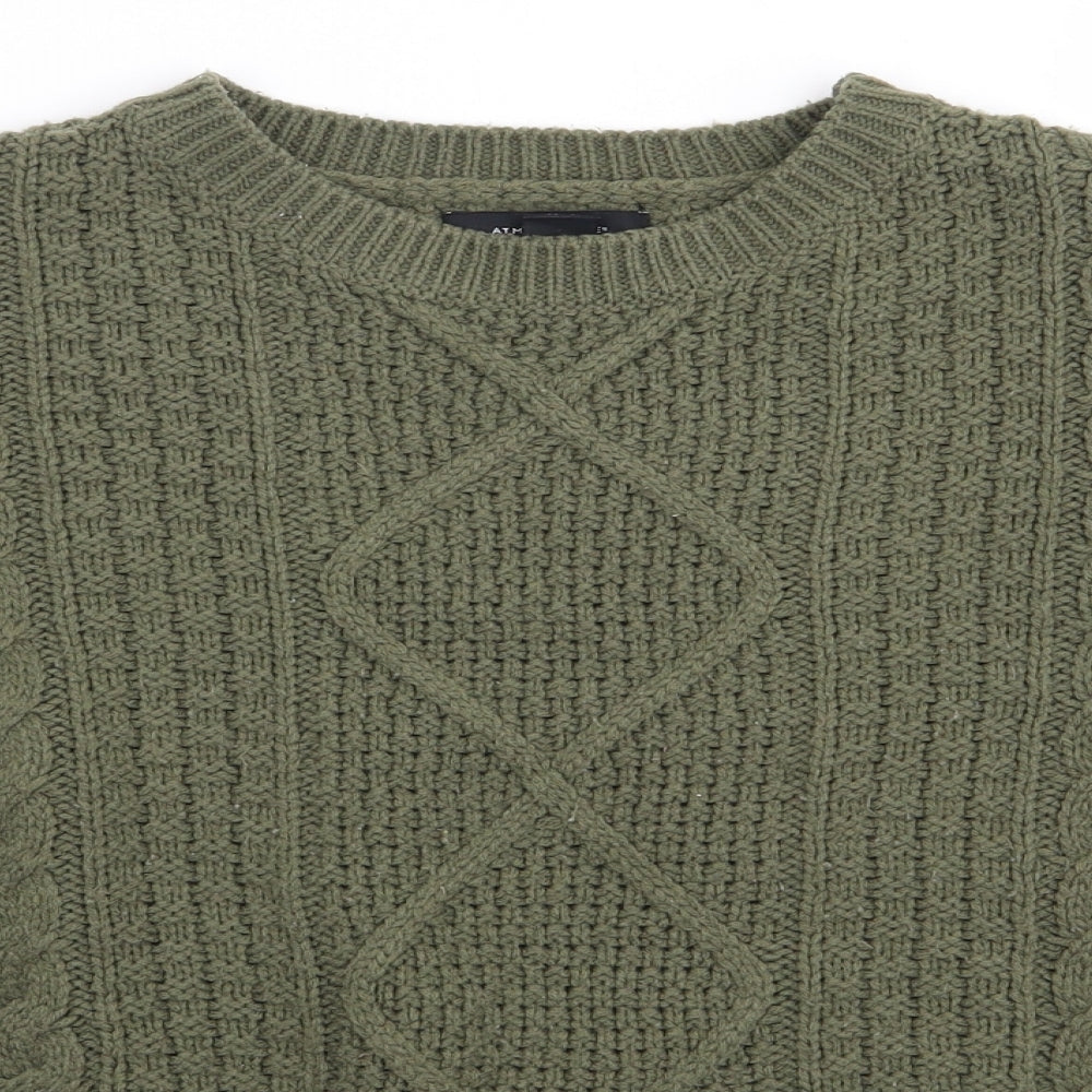 Primark Womens Green Crew Neck  Acrylic Pullover Jumper Size S