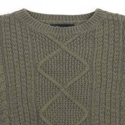 Primark Womens Green Crew Neck  Acrylic Pullover Jumper Size S