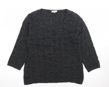 CC Womens Grey Round Neck  Acrylic Pullover Jumper Size M