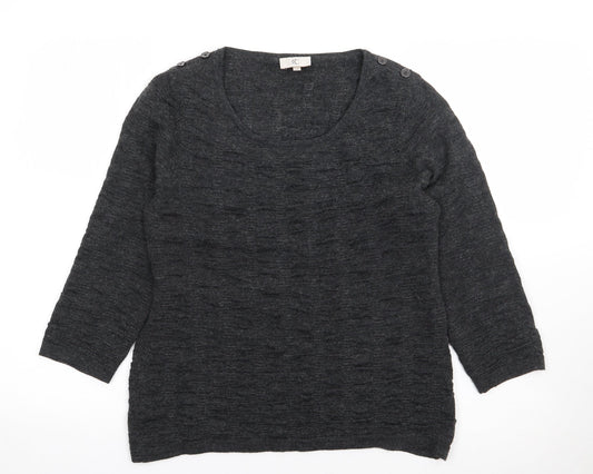 CC Womens Grey Round Neck  Acrylic Pullover Jumper Size M