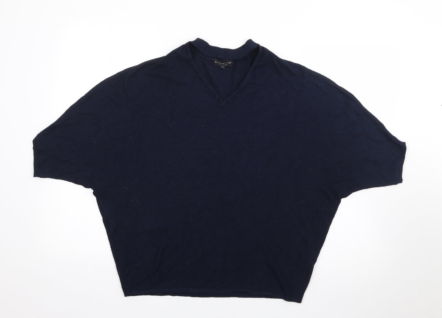 F&F Womens Blue  Viscose Jersey T-Shirt Size 12 V-Neck