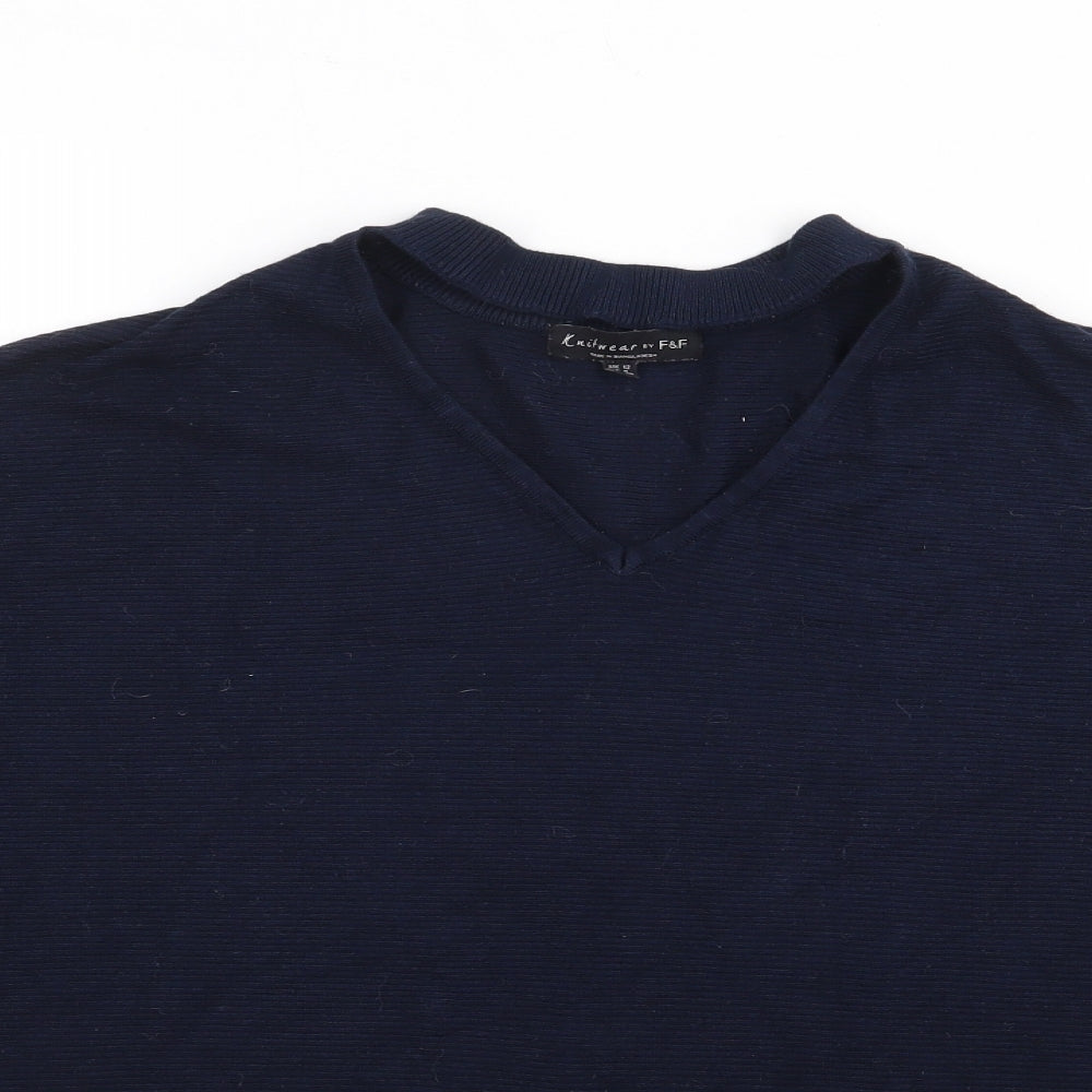 F&F Womens Blue  Viscose Jersey T-Shirt Size 12 V-Neck