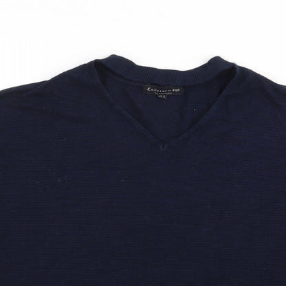 F&F Womens Blue  Viscose Jersey T-Shirt Size 12 V-Neck