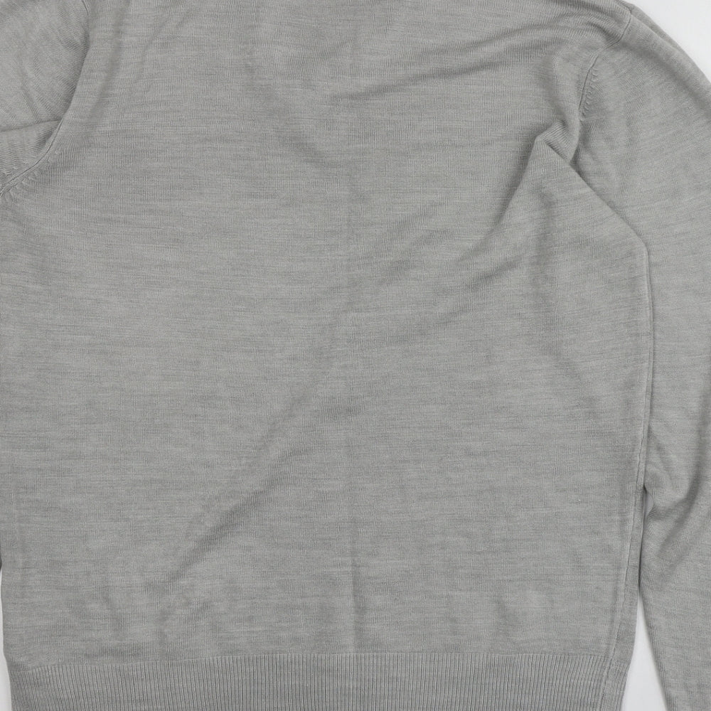 Greenwoods Mens Grey V-Neck  Acrylic Pullover Jumper Size M