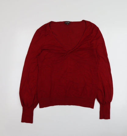 Phose Eight Womens Red V-Neck  Viscose Pullover Jumper Size 12