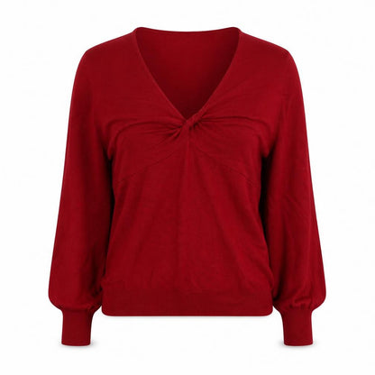 Phose Eight Womens Red V-Neck  Viscose Pullover Jumper Size 12