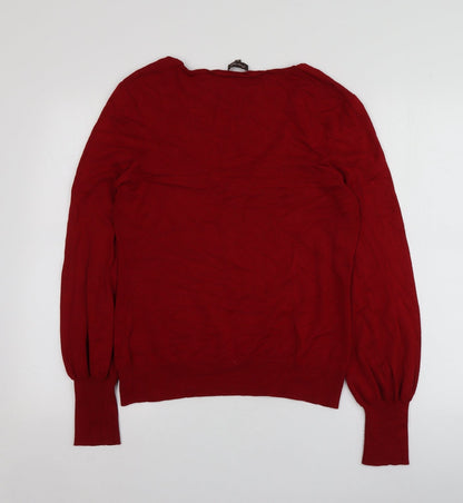 Phose Eight Womens Red V-Neck  Viscose Pullover Jumper Size 12