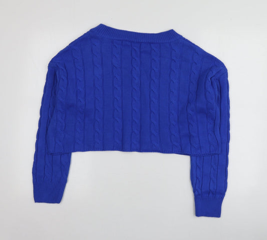 Primark Womens Blue V-Neck  Acrylic Pullover Jumper Size M