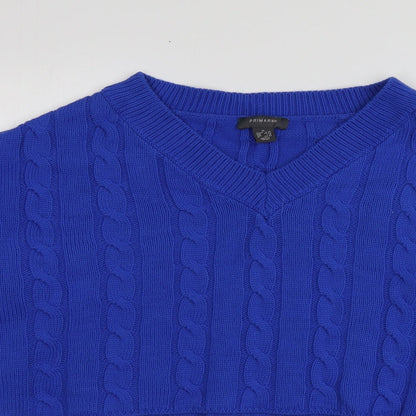 Primark Womens Blue V-Neck  Acrylic Pullover Jumper Size M