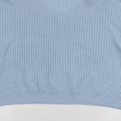 FS Collection Womens Blue V-Neck  Acrylic Pullover Jumper One Size