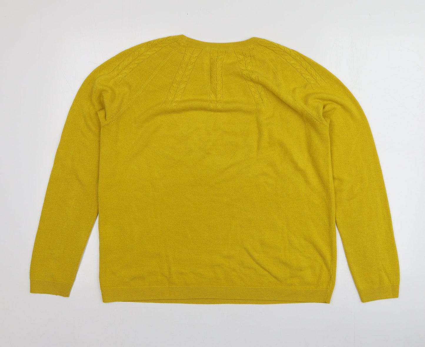 TU Womens Yellow Round Neck  Acrylic Pullover Jumper Size 14