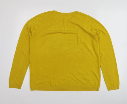 TU Womens Yellow Round Neck  Acrylic Pullover Jumper Size 14