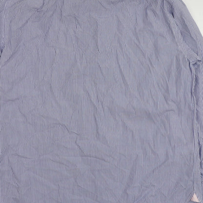 Sartorial Mens Blue Striped Cotton  Button-Up Size 16 Collared