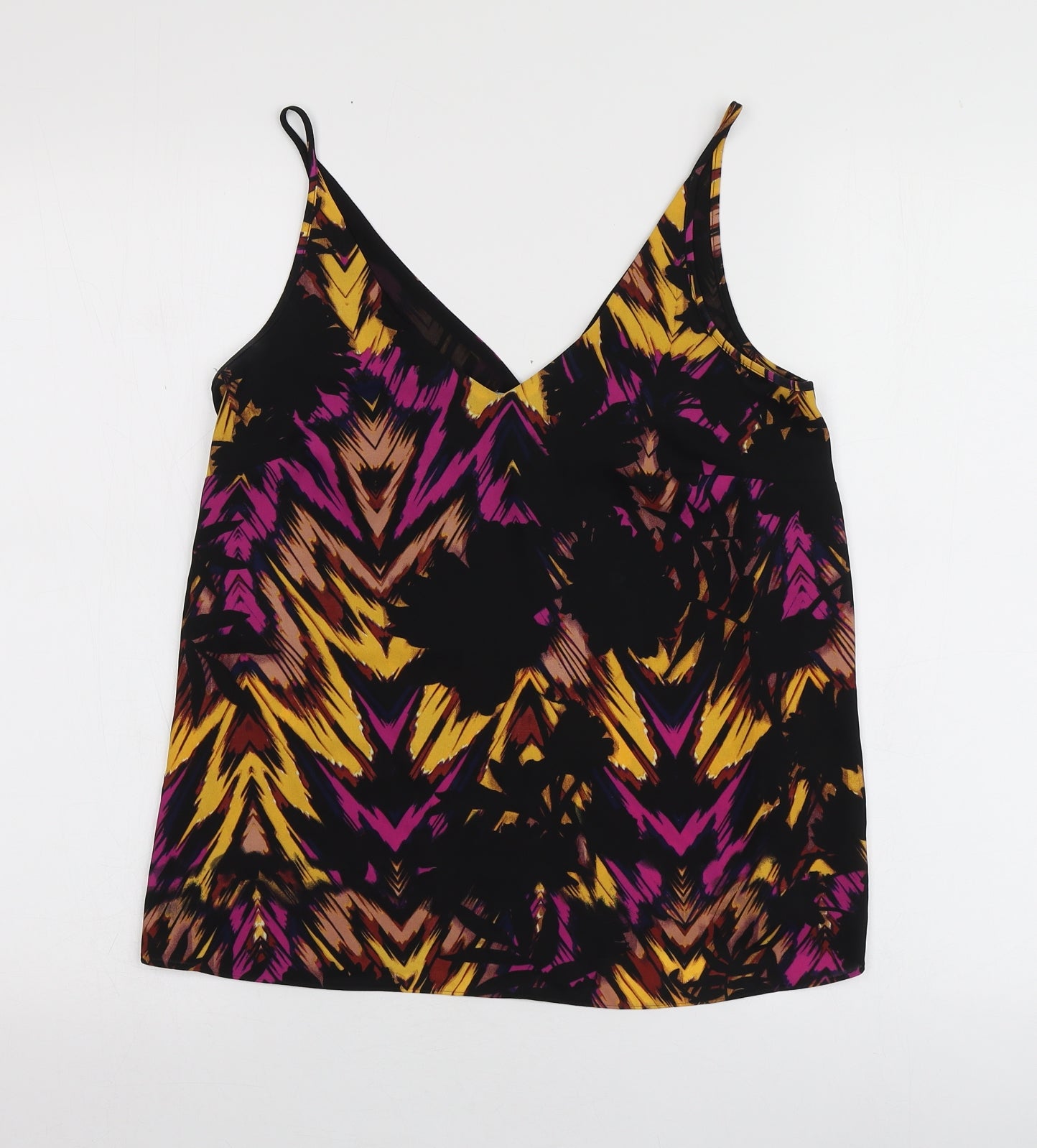 Papaya Womens Multicoloured Geometric Polyester Basic T-Shirt Size 8 V-Neck