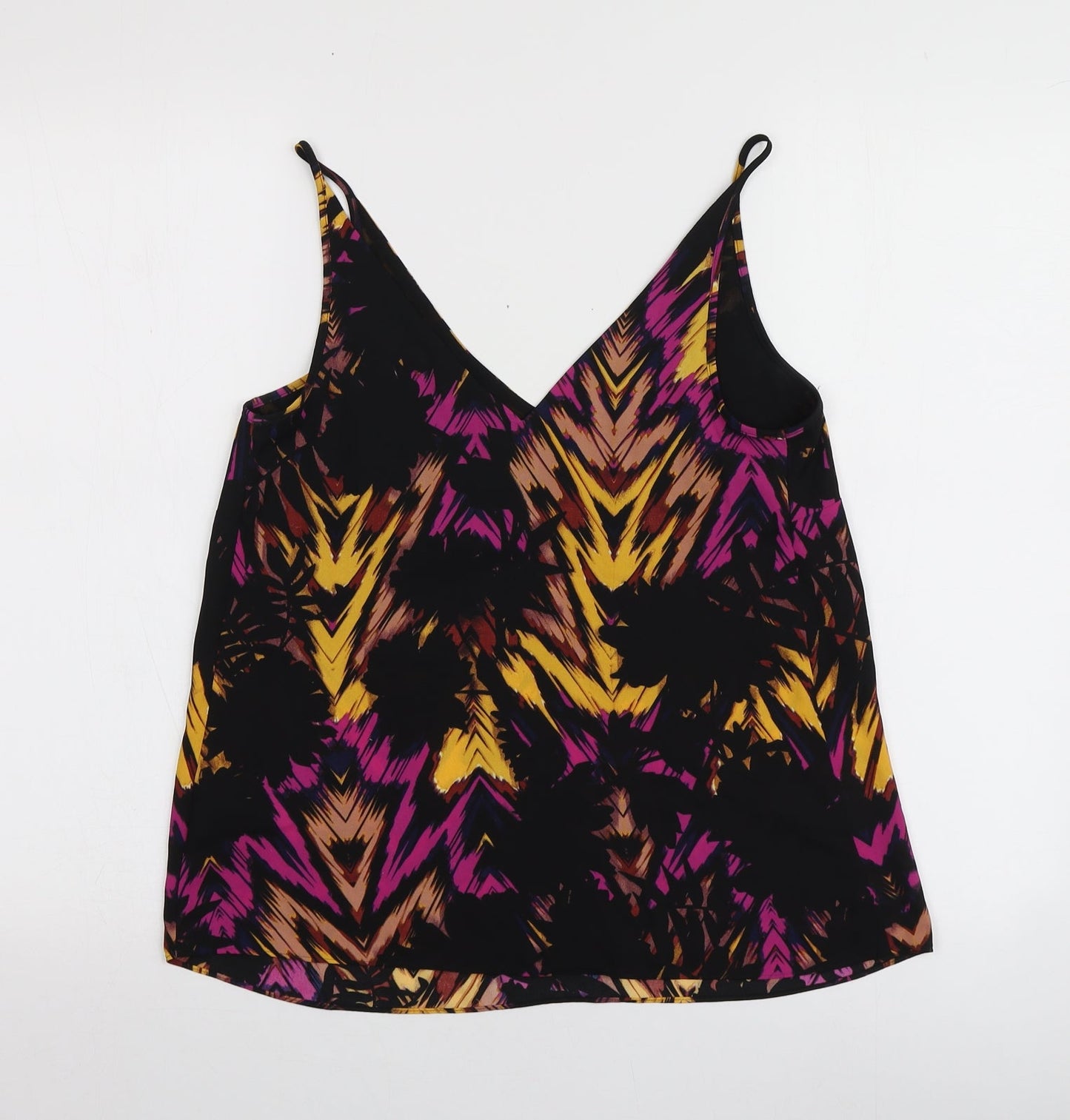 Papaya Womens Multicoloured Geometric Polyester Basic T-Shirt Size 8 V-Neck