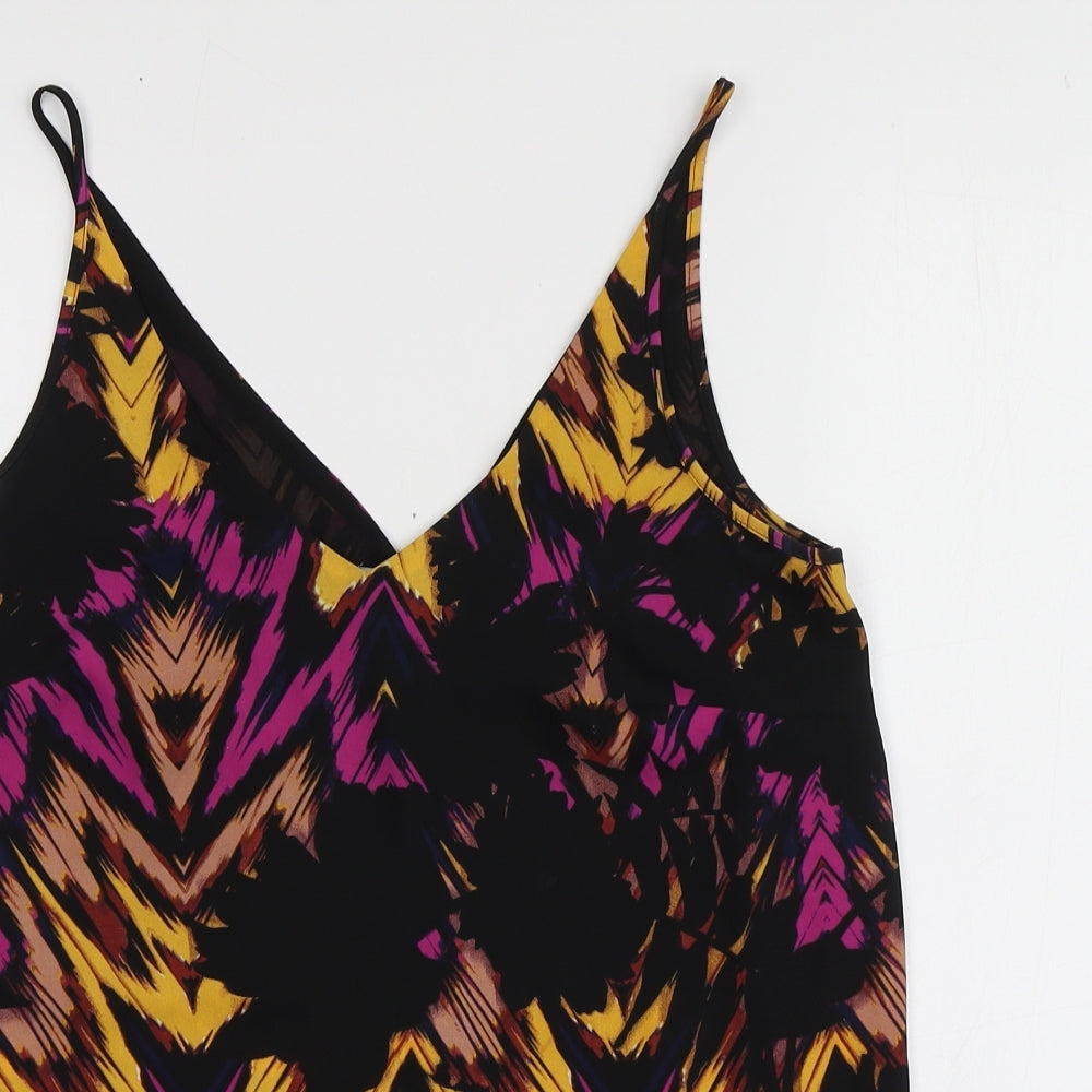 Papaya Womens Multicoloured Geometric Polyester Basic T-Shirt Size 8 V-Neck