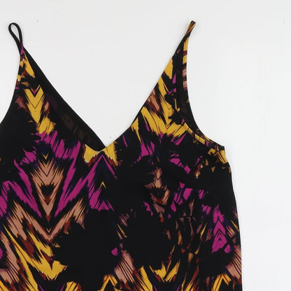 Papaya Womens Multicoloured Geometric Polyester Basic T-Shirt Size 8 V-Neck