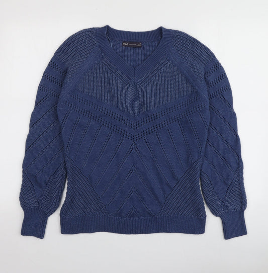 Womens UK Size S M&S Blue Pullover Jumper
