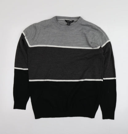 Cedar Wood State Mens Multicoloured Round Neck Striped Acrylic Pullover Jumper Size M