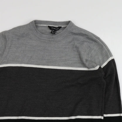 Cedar Wood State Mens Multicoloured Round Neck Striped Acrylic Pullover Jumper Size M