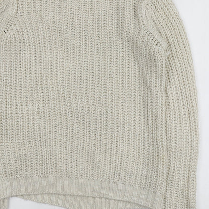 Brave Soul Womens Beige Round Neck  Acrylic Pullover Jumper Size S