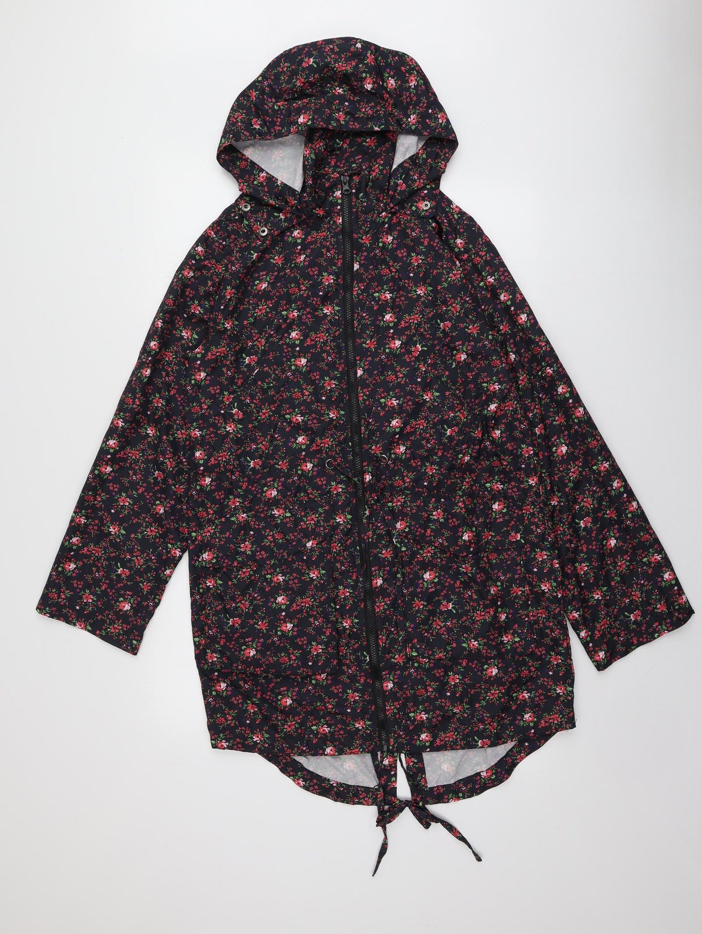 Papaya Womens Black Floral  Parka Jacket Size S