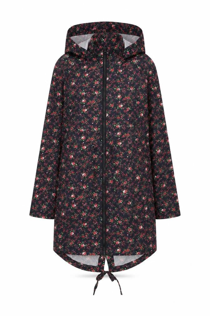 Womens UK Size S Papaya Black Parka Coat