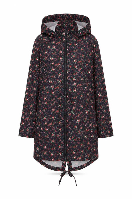 Womens UK Size S Papaya Black Parka Coat