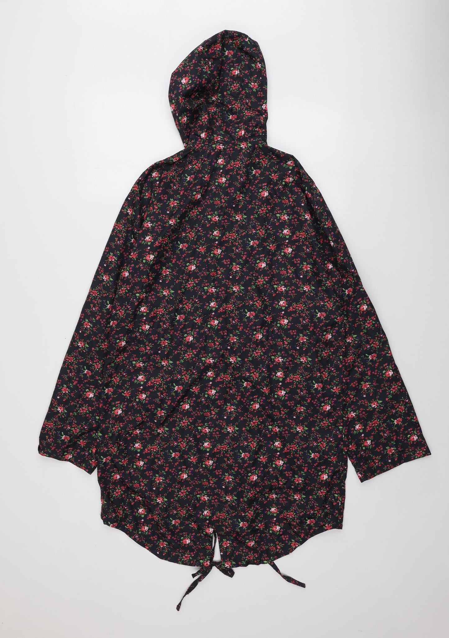 Papaya Womens Black Floral  Parka Jacket Size S