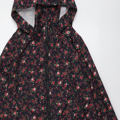 Papaya Womens Black Floral  Parka Jacket Size S