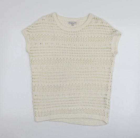 F&F Womens Ivory Round Neck  Acrylic Pullover Jumper Size 6