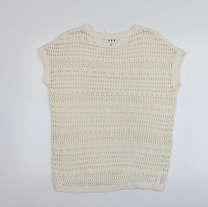 F&F Womens Ivory Round Neck  Acrylic Pullover Jumper Size 6