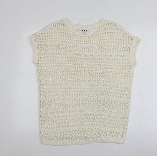 F&F Womens Ivory Round Neck  Acrylic Pullover Jumper Size 6