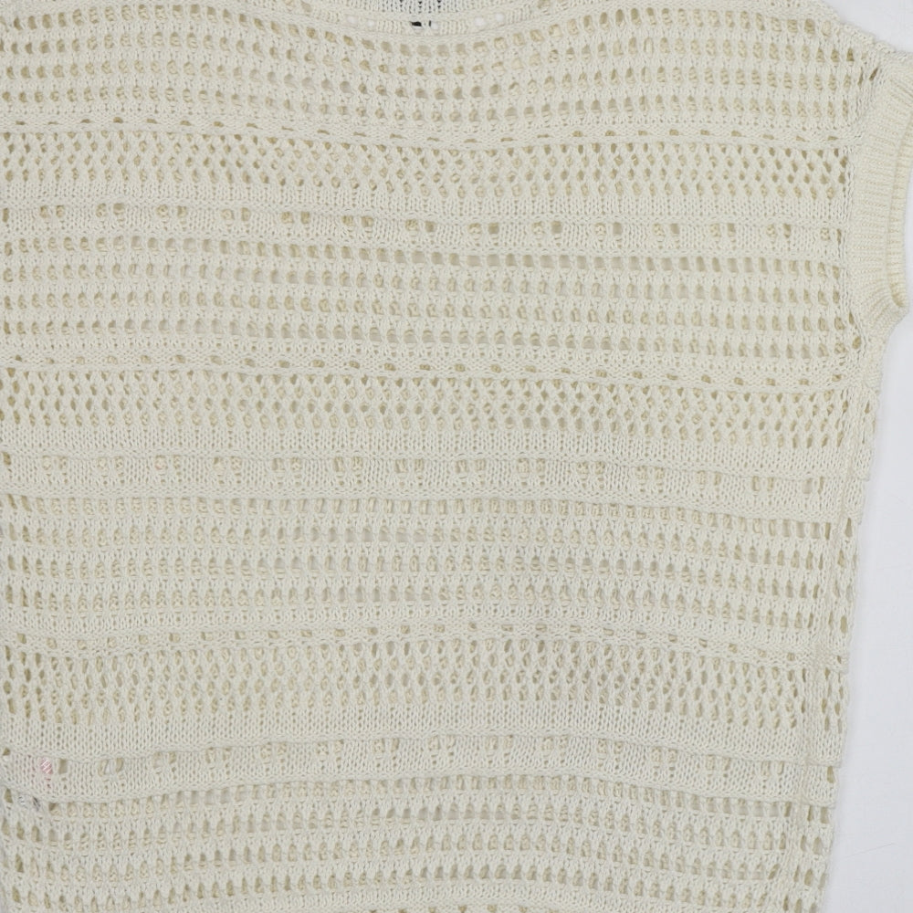 F&F Womens Ivory Round Neck  Acrylic Pullover Jumper Size 6