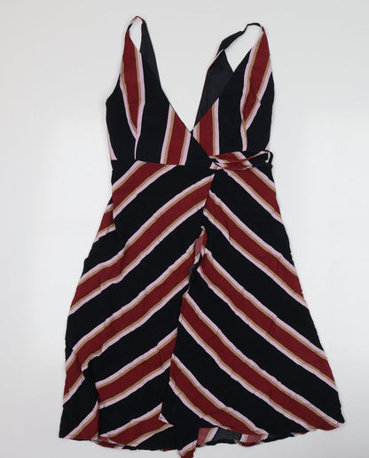 Top Shop Womens Multicoloured Striped Viscose Mini  Size 6  V-Neck
