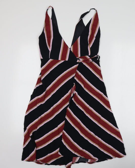 Top Shop Womens Multicoloured Striped Viscose Mini  Size 6  V-Neck