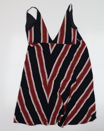 Top Shop Womens Multicoloured Striped Viscose Mini  Size 6  V-Neck
