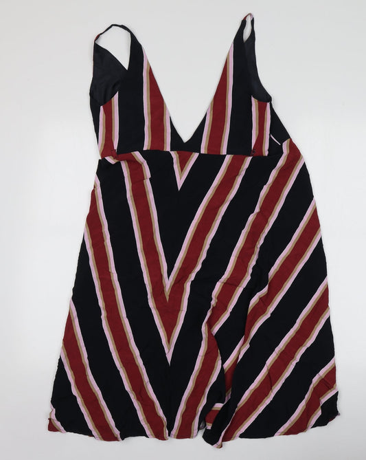 Top Shop Womens Multicoloured Striped Viscose Mini  Size 6  V-Neck