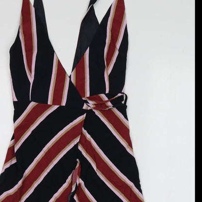 Top Shop Womens Multicoloured Striped Viscose Mini  Size 6  V-Neck