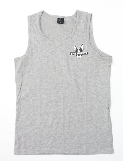 Jienihao Womens Grey  Cotton Basic Tank Size M Round Neck