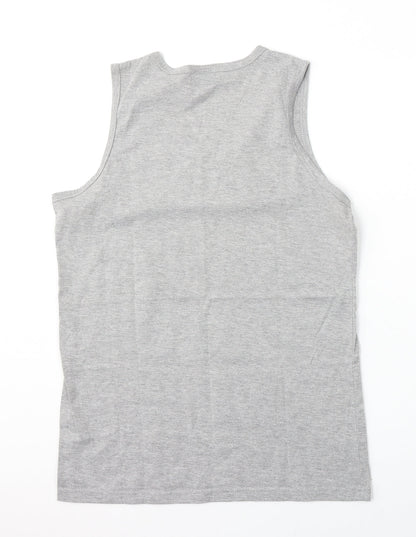 Jienihao Womens Grey  Cotton Basic Tank Size M Round Neck
